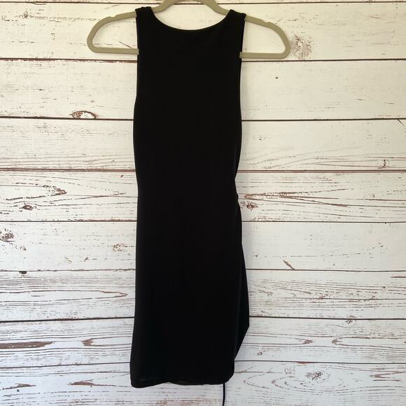 Windsor S Black High Neck Sleeveless Ruched Bodycon Mini Cocktail Dress - Picture 4 of 5